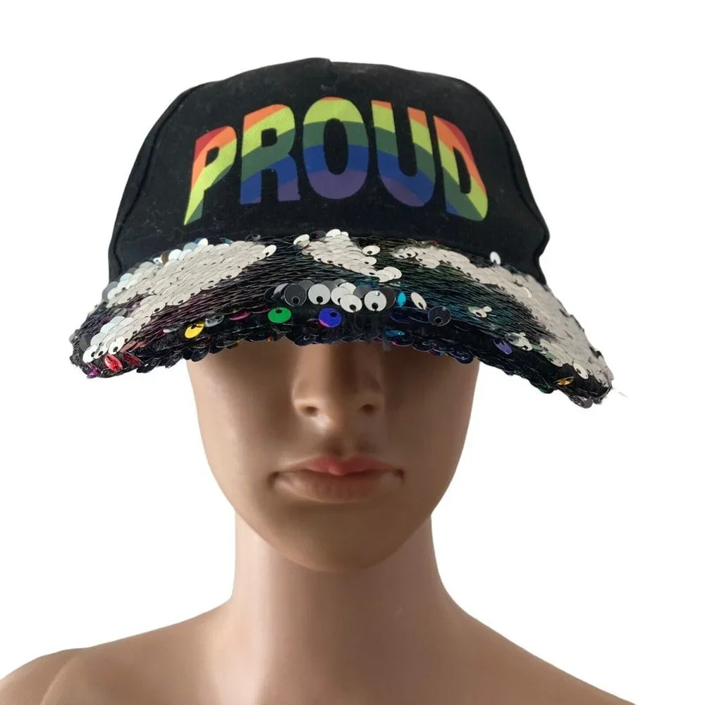 Collection Eighteen Baseball Hat Proud Pride Multicolored Sequins One Size - Picture 1 of 10